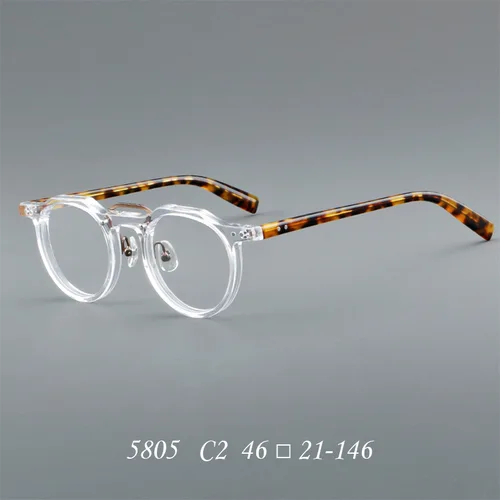 Imagen 2 del producto KSVEREN, gafas de lectura con montura de acetato Vintage para hombres y mujeres, gafas ópticas con remaches redondos a la moda, gafas graduadas transparentes