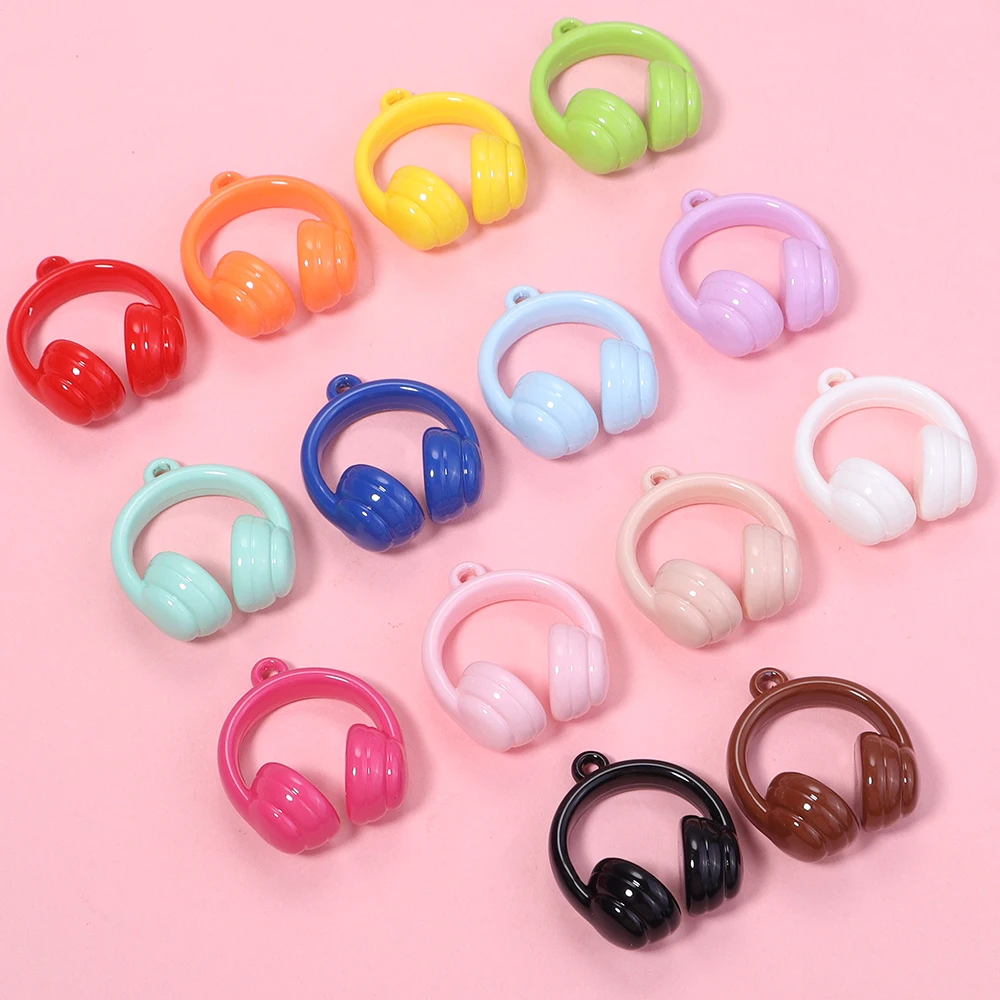 5pcs/lot Colorful Earphones Acrylic Beads Loose Spacer Beads For Jewelry Making DIY Keychain Handbag Pendant Accessories view 6