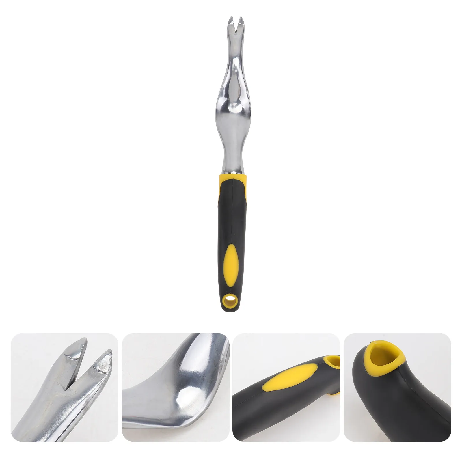 Professional Manual Weeder Fork Die-Cast Aluminum Two-Pronged Curved Head Reduces Wrist Fatigue Garden Weeding Tools Weed Puller