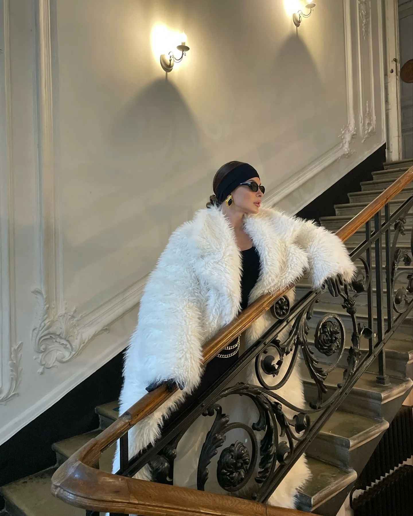Cross-border Long Imitation Fur Coat 2025 New Over-the-Knee White Thickened Temperament Coat Toka Environmentally Friendly Fur