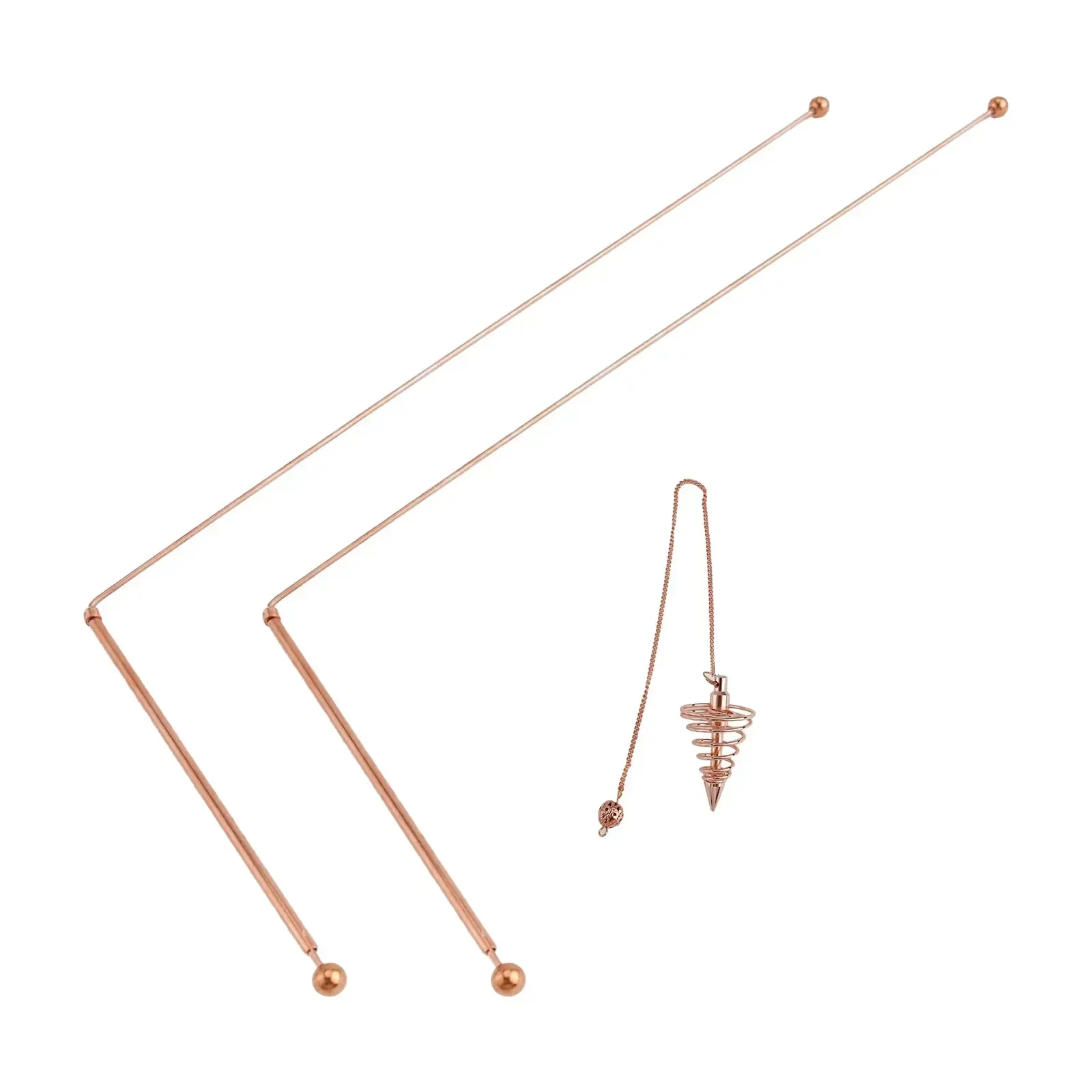 2 Pcs Sticks Detector Rod Copper Probe Double Round-ball Head For Water Treasure Finding Metal Probing Tool Measuring Tool