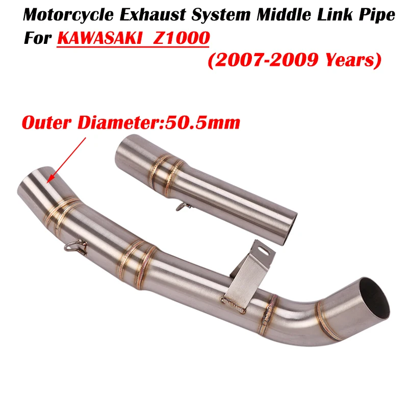 

Motorcycle Exhaust Moto Escape System Modified Muffler 51mm Stainless Middle Link Pipe Slip On For KAWASAKI Z1000 2007 2008 2009