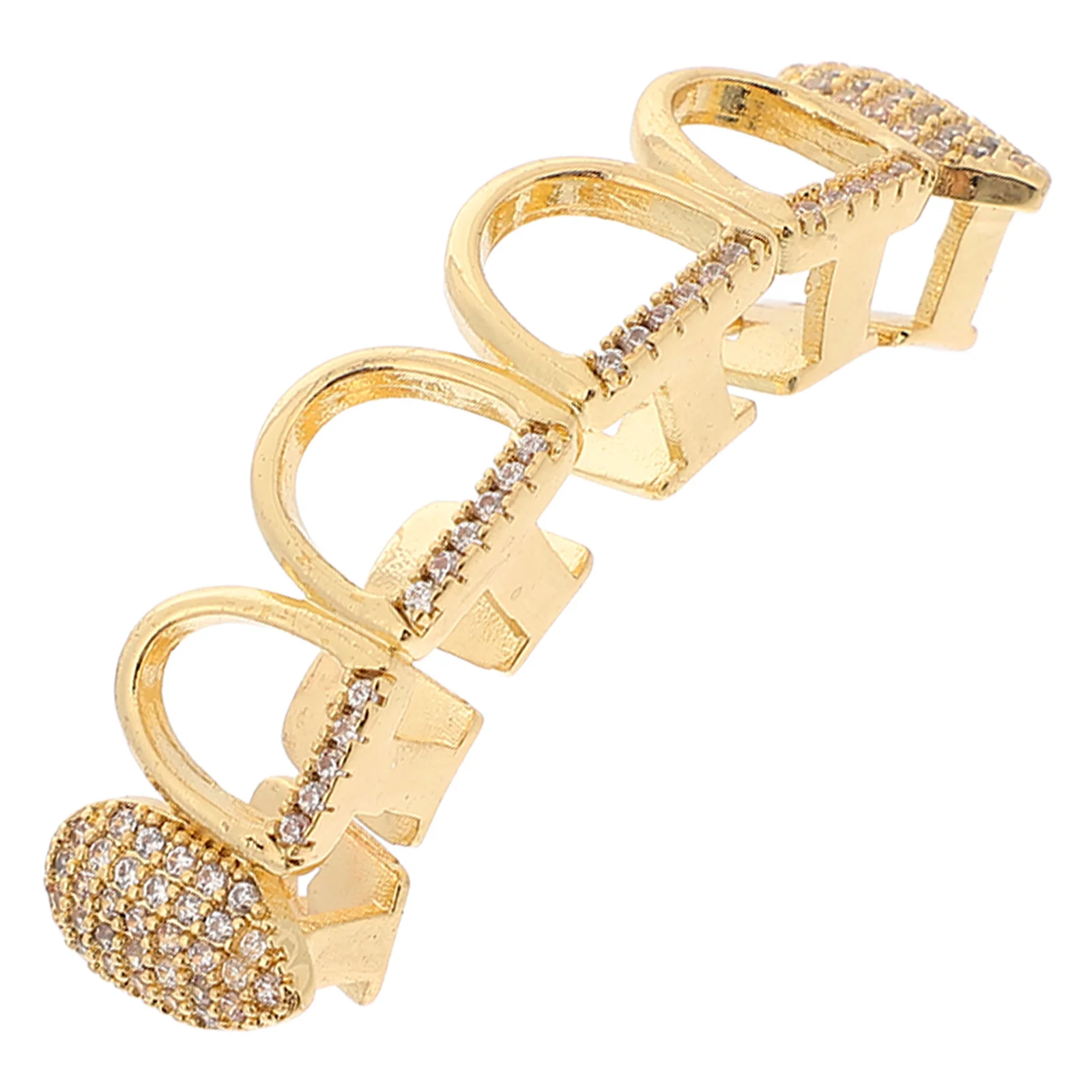 

1Set Fang Shape Gold Teeth Grill Fake Grill Halloween Front Tooth Crown Zircon Stones Teeth Shield Mouth Grills