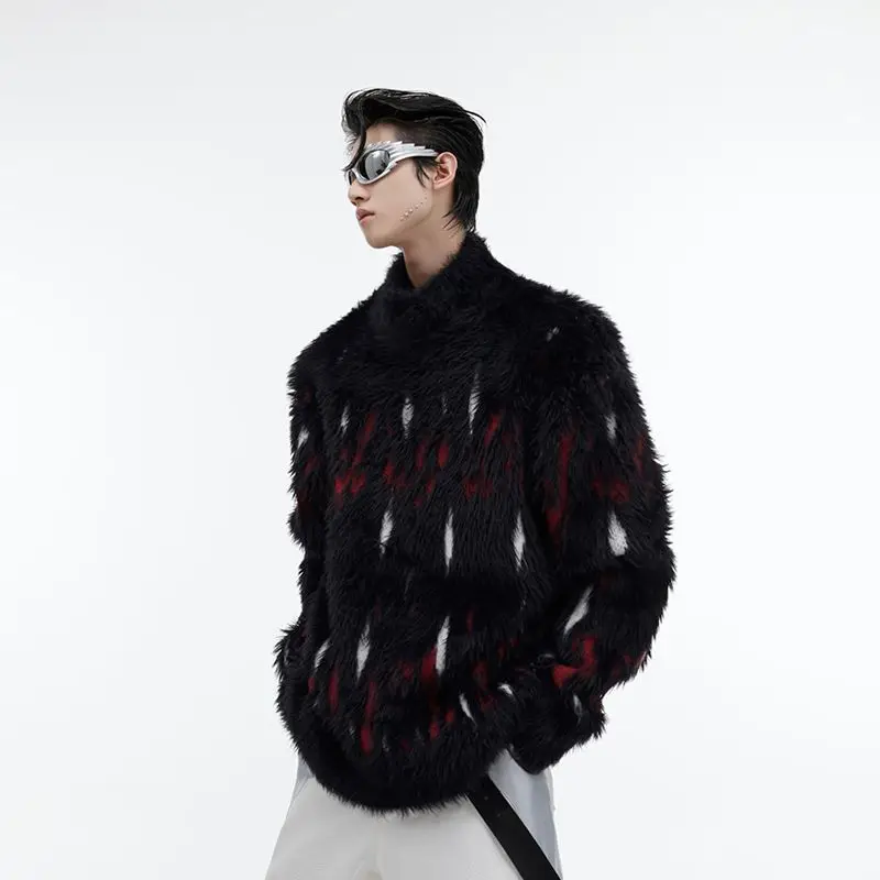 

Мужской флисовый пуловер с меховым воротником на молнии, утепленный, для зимы, горный, норвежский, праздничный, взрослый, термозащитный, ветрозащитный, больших размеров