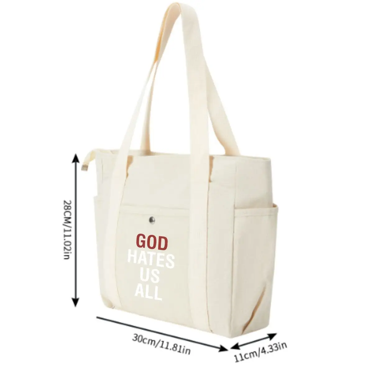 God Hates Us All Bold Text Women's Minimalist Shoulder Bag Multi-Pocket Daily Tote