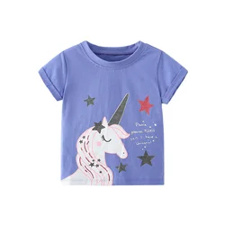 Jumping Meters New Arrival 2-7T Girls Tees Giraffe Print Dots Hot Selling Cotton Summer Girls Tshirts Short Sleeve Baby Clothes