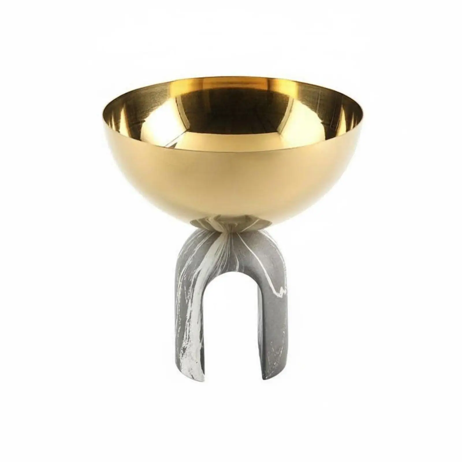 Arch Base Fruit Bowl Artistic Design Gold Bowl Marble Stand for Coffee Table