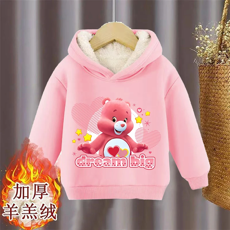 الرعاية الدببة الأطفال البلوز الكرتون أنيمي لامب كنزة صوفية من الصوف هوديس الخريف الشتاء Kawaii الدافئة سميكة ملابس رياضية القمم الهدايا