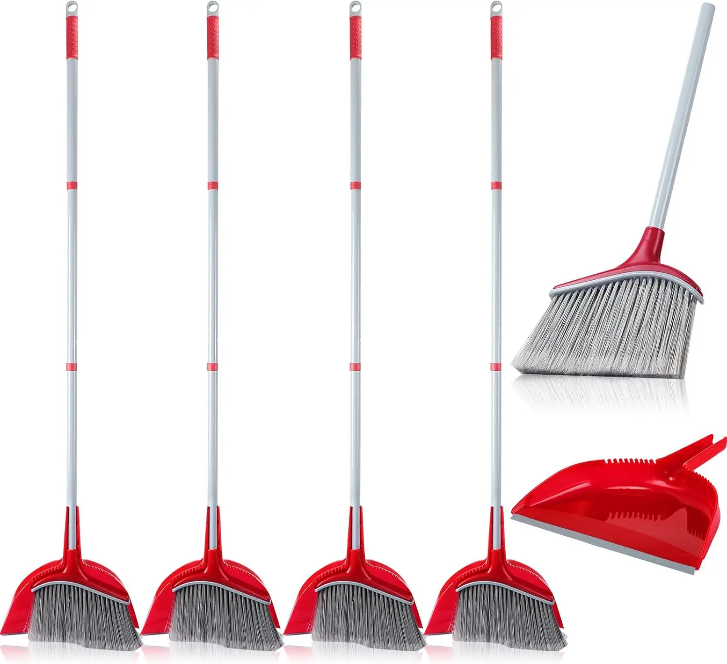 

4 Pcs Angle Broom and Dustpan Combo Set for School Classroom 54'' Outdoor Indoor Cleaning Broom