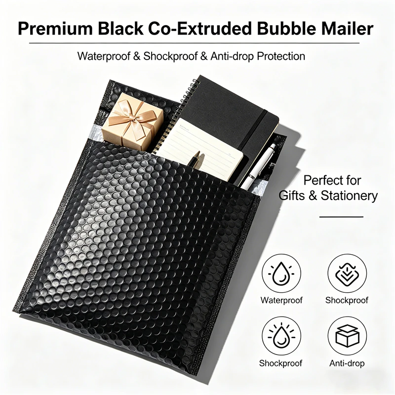 10/50/100pcs Co Extruded Film Bubble Bag Black Bubble Packaging Bag Self Adhesive Courier Bag Photo Packaging Bag