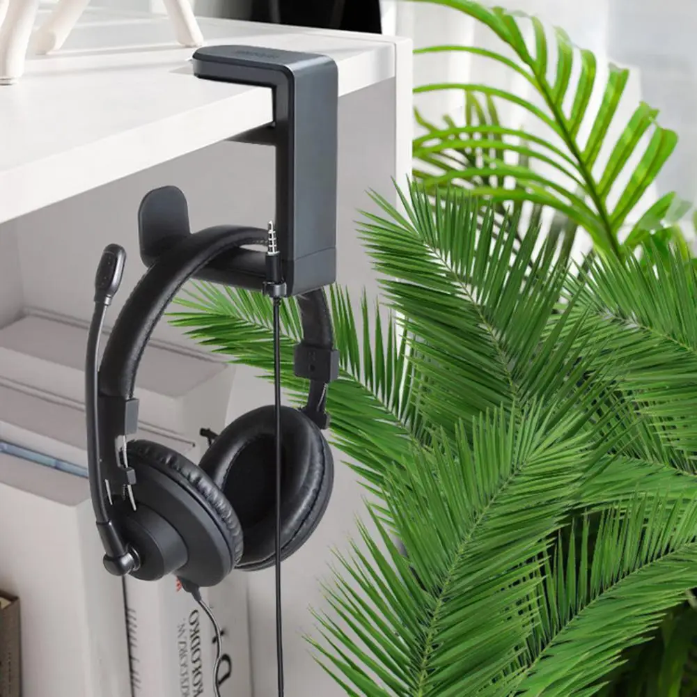 Ajustável 360 graus Rotatable Headphone Stand com borracha macia Pads, Headphone Hanger com cabo