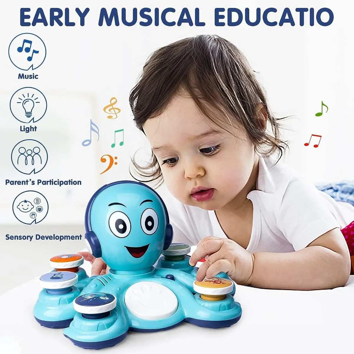 Polvo brinquedos musicais para o bebê, aprendendo brinquedos para crianças, brinquedos musicais para pré-escolares, instrumentos educacionais para aniversário