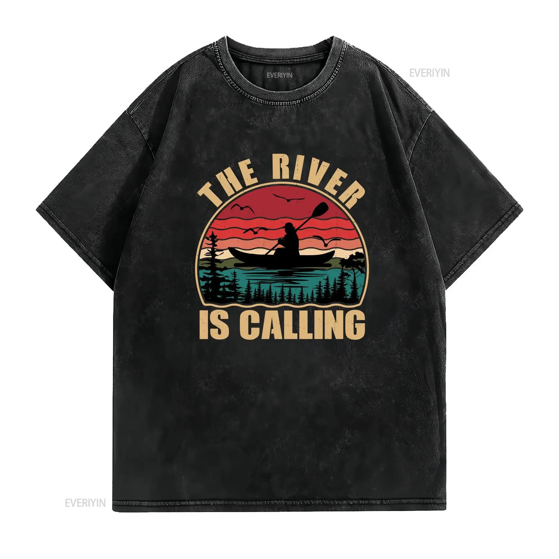 The River is Calling T Shirt Water Sports Kayak Life Kayaking for Women and Men Adventure Lover Lake vintage Washed Unisex