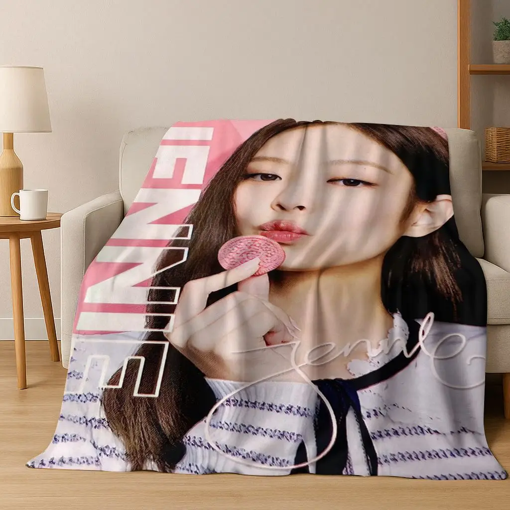 ثلاثية الأبعاد جيني كيم Kpop B-أسود الوردي المغني ستار الفانيلا بطانية لينة رمي بطانية للسرير غرفة نوم غرفة المعيشة السفر نزهة هدية #2