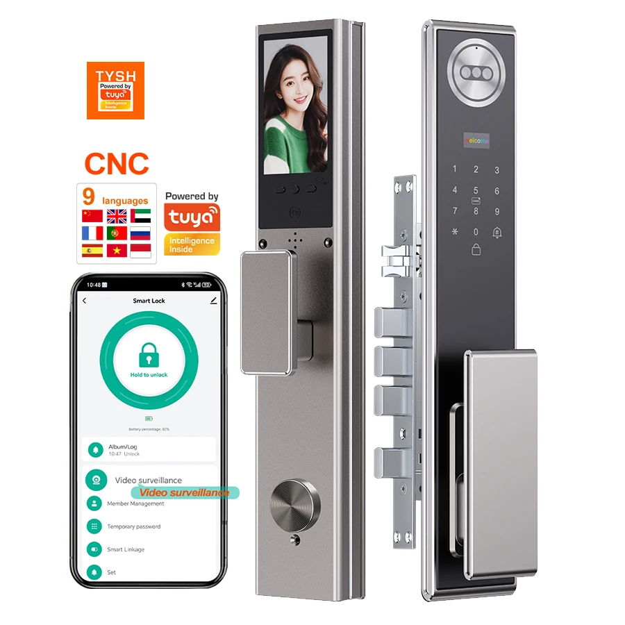 

STLF Tuya Smart Lock Palm Video Intercom Lock Fingerprint Wifi 3d Face Recognition Smart Lock With for Main Gate