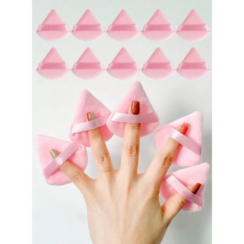 10 قطع من بودرة البيتزا المخملية الوردية المثلثة، إسفنجة مكياج صغيرة للوجه، أدوات مكياج خفيفة الوزن قابلة للغسل #1