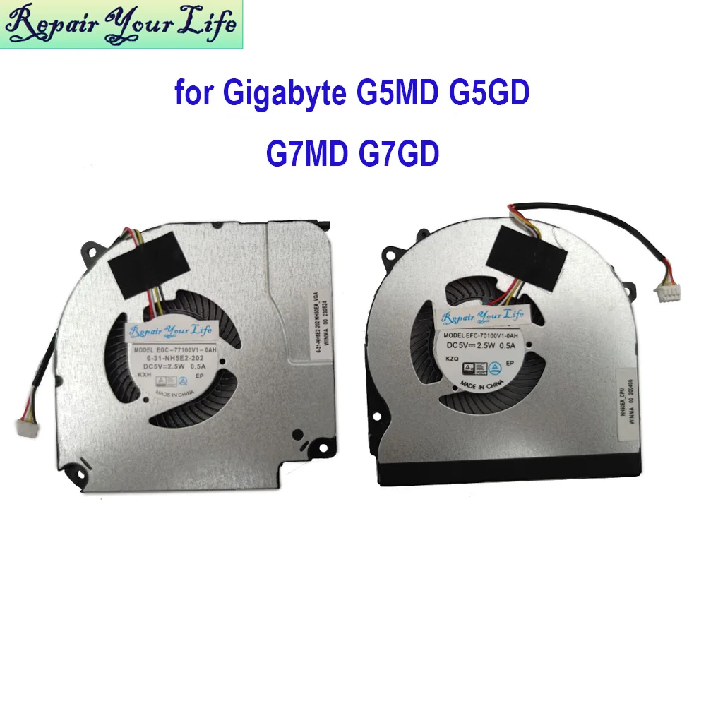 

CPU GPU Cooling Fan For Gigabyte G7 MD G7 GD G5 GD G5 MD G7MD G7GD G5GD Gamer Laptop Cooler Radiator DC5V Fans 6-31-NH5E2-202