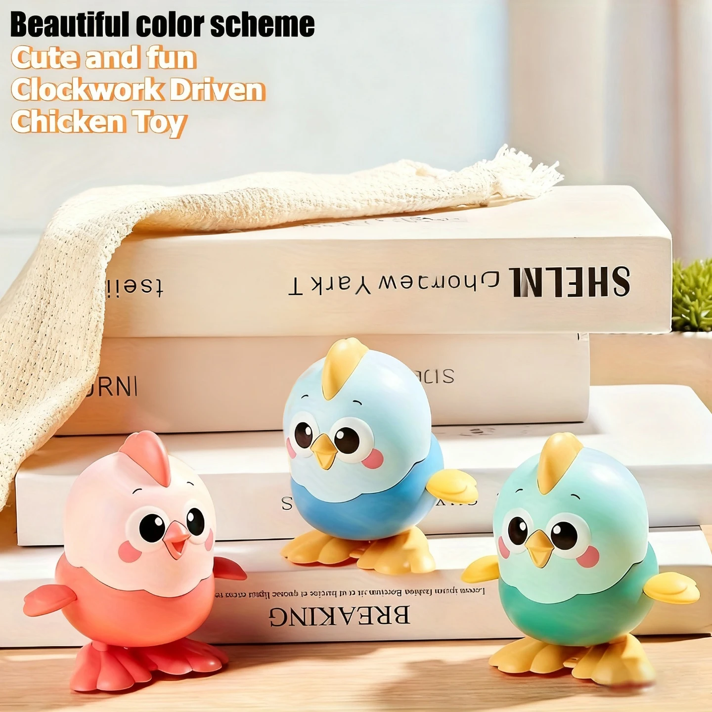 Cute Wind-Up Jumping Chicken Toy for Baby 1-3 Years Old - No Battery Required, Crawling Learning Toy
