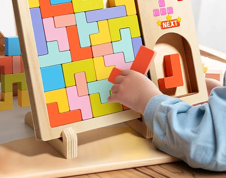 3D Colorful Building Blocks Puzzle Game Children Tangram Intelligence Early Education Montessori Educational Tabletop Games