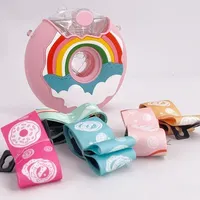 380ML Donut Shape Cup Kids Feeding Cup with Straws Lovely Donuts Shape Water Cups Cartoon Leakproof Outdoor Water Bottle