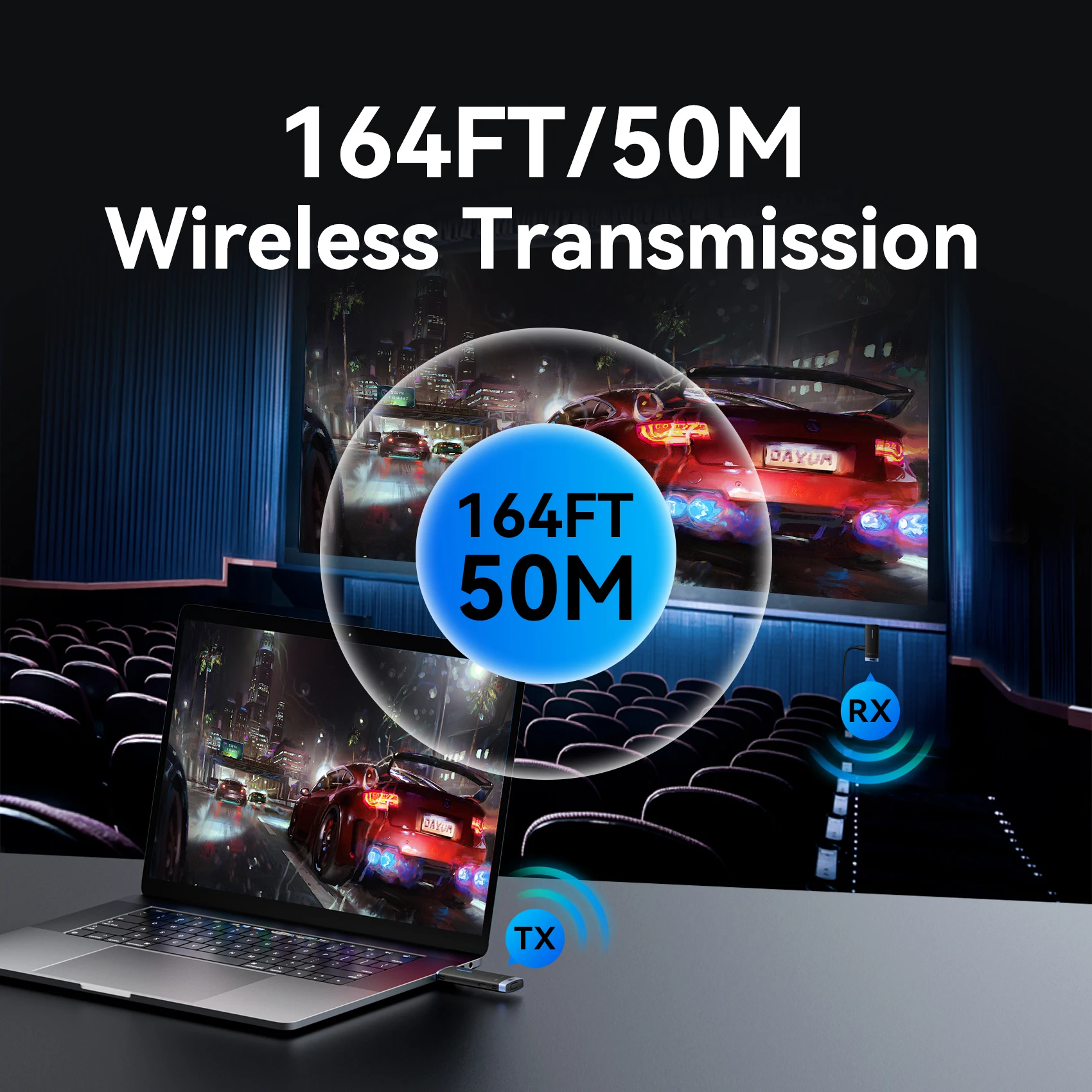 مجموعة موسع جهاز إرسال واستقبال الفيديو اللاسلكي HDMI من Vention 5G 50m محول لكاميرا الكمبيوتر المحمول إلى شاشة العرض والتلفزيون