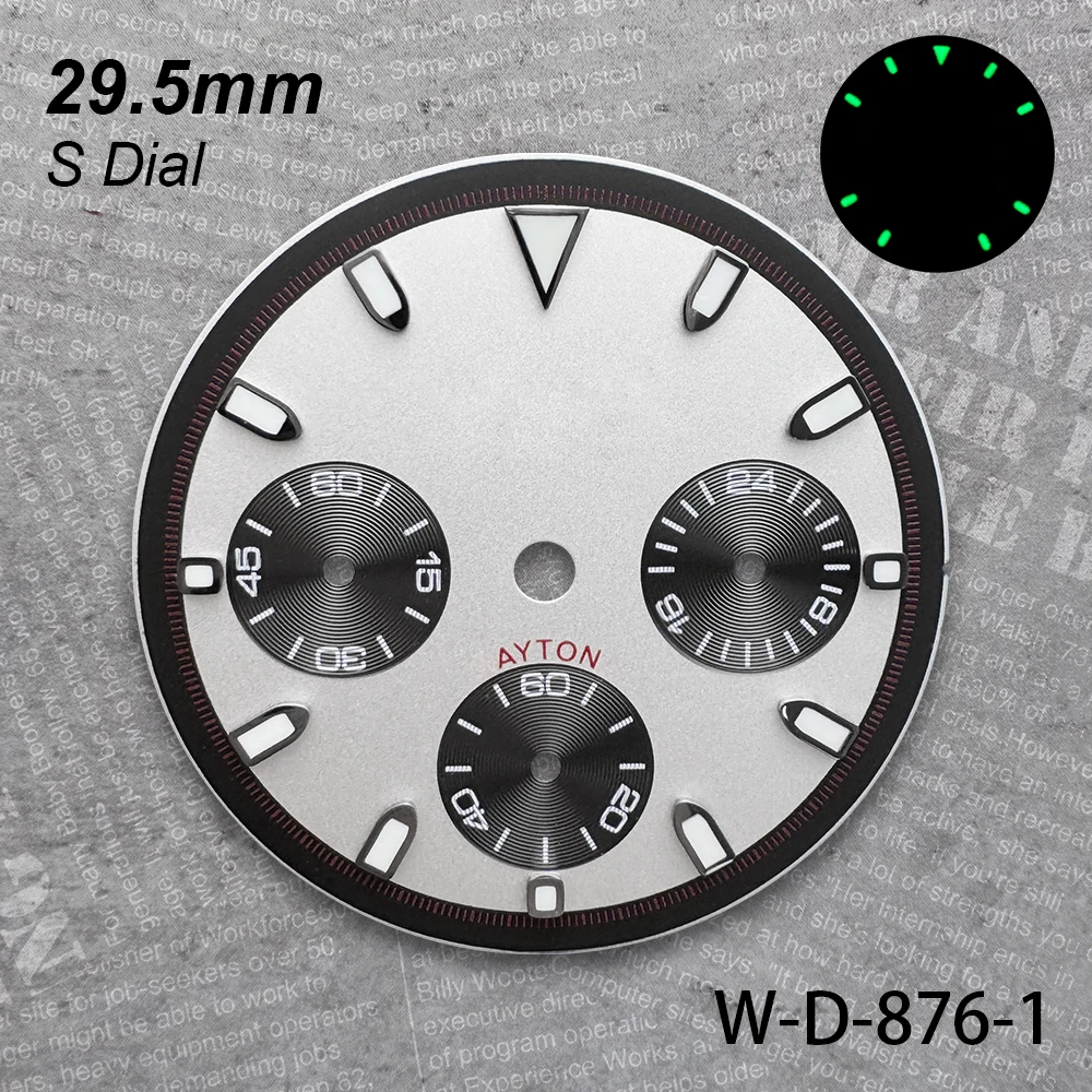 29.5 mm DTN Panda S Logo Dial Suitable For VK63 Movement Green Luminous Sunburst/Enamel Quality Watch Modification Accessories