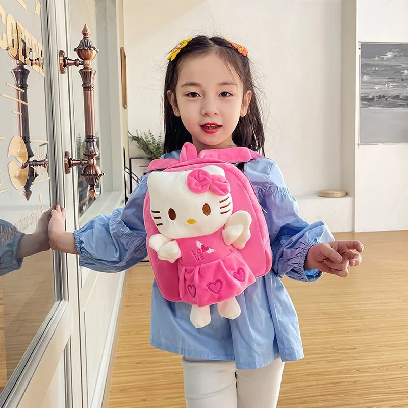 Sanrio Hello Kitty Plush Bag Anime Backpack Cartoon Plush Doll Baby Bag kindergarten Bags Big Capacity Rucksack for Kids Gift