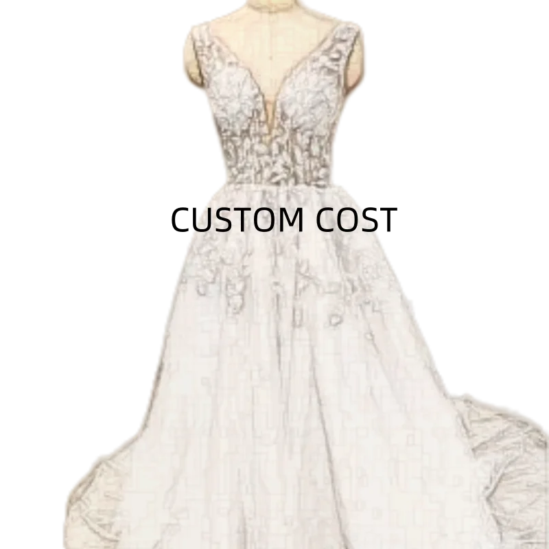 

Fashion A Line Wedding Dresses 2024 V-neck Custom-Made Court Train Lace Appliques Sleeveless Vestido De Noiva Robe De Mariée