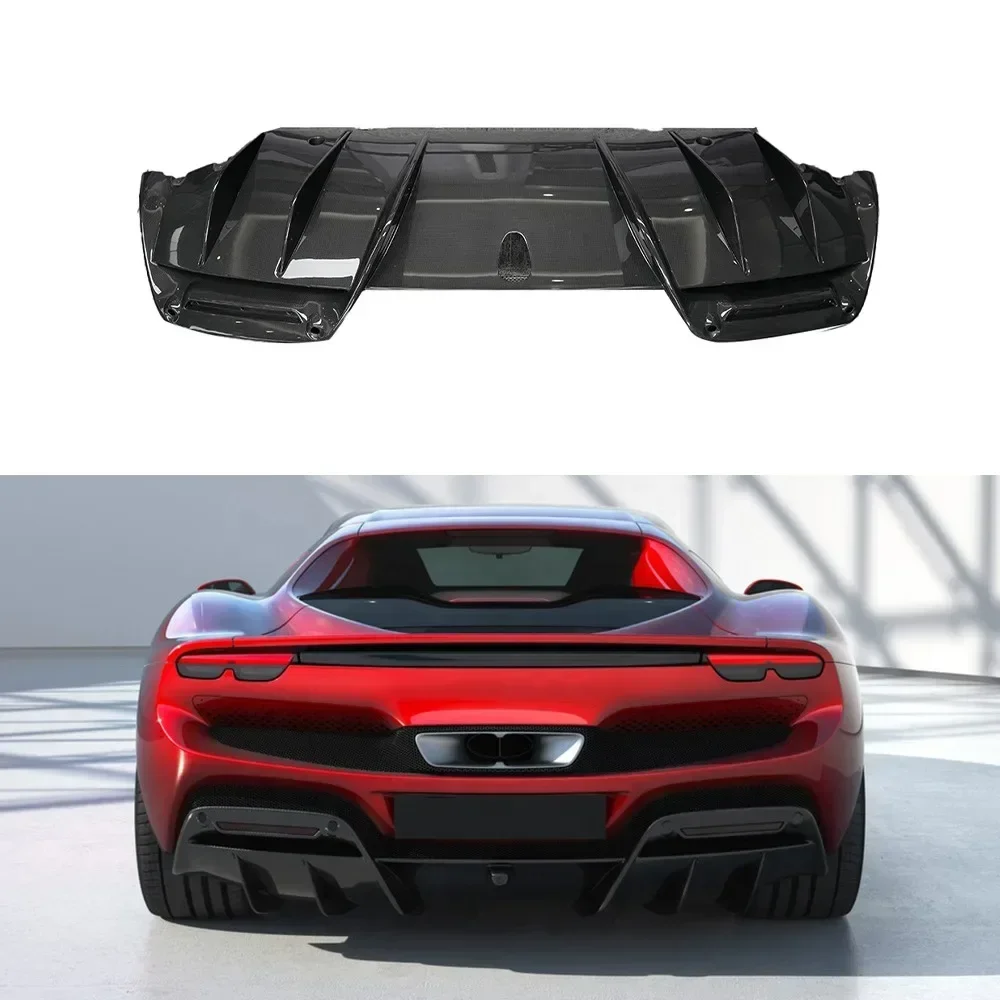 New! For Ferrari 296 GTB OEM Dry Carbon Fiber Spoiler Rear Lip Diffuser Side Skirts Corner Car Accessories Body Kits Trim Wrap S