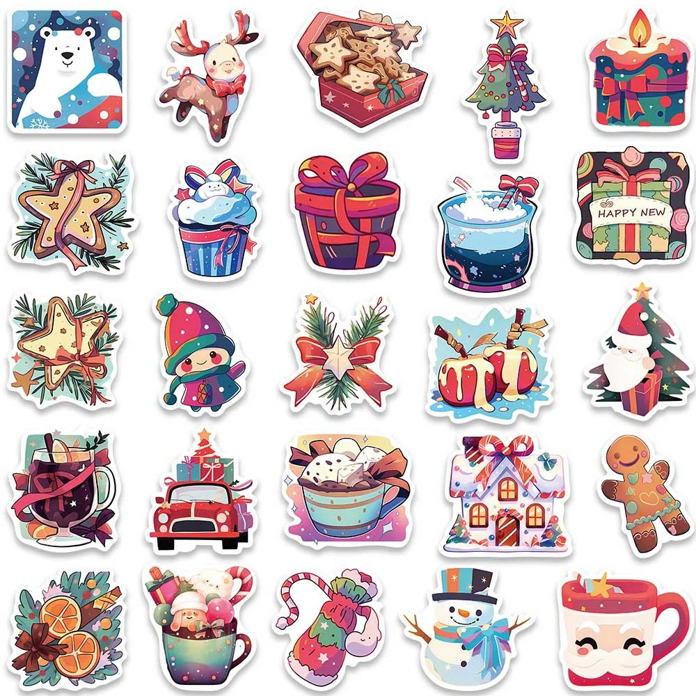 50 قطعة هدايا عيد الميلاد المضحكة الجديدة ملصقات الكتابة على الجدران المقاومة للماء لخوذة دراجة حساب اليد مقلمة الشارات #5