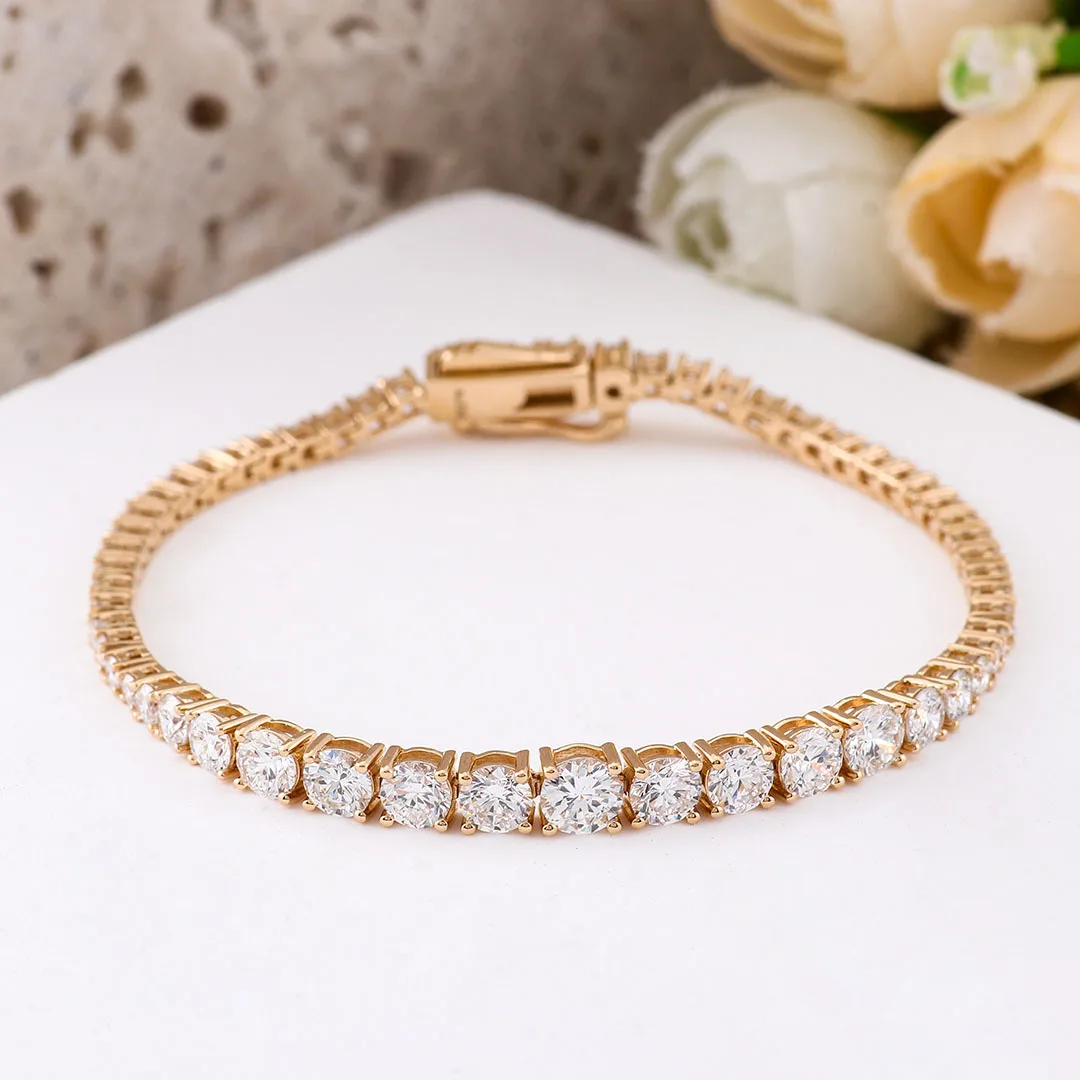 Provence 14K 18K Solid gold Small Charm Bracelet irregular round Lab Diamonds Women's Bracelet Luxury Party Anniversary Gift