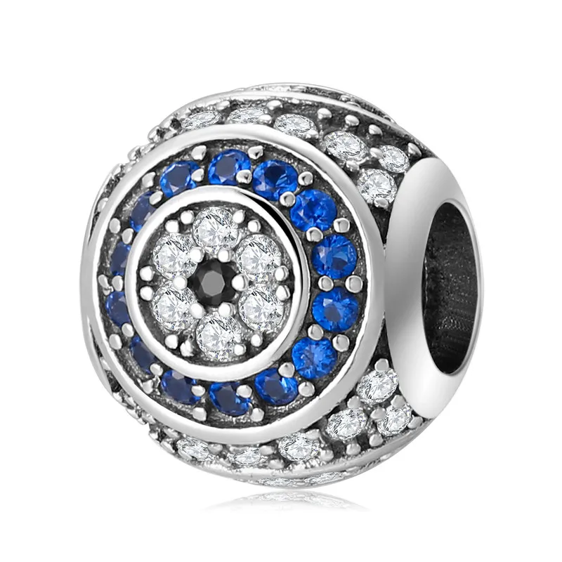 

925 Sterling Silver Diamond-Zircon Infinite Evil Eye Pendant Charm Bead Fit Original Bracelet DIY Accessories