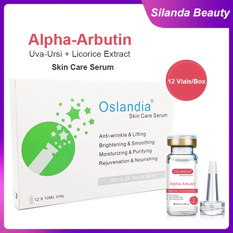 Oslandia Alpha-Arbutin Uva-Ursi Licorice Extract Face Essence Antioxidant Brightening Skin Facial Serum 10mLx12 Vials/Box