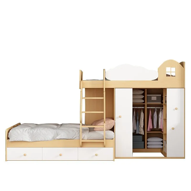 Staggered upper and lower Multifunctional combination cloakroom Mother and child bed apartment Go to bed and lower cabinet