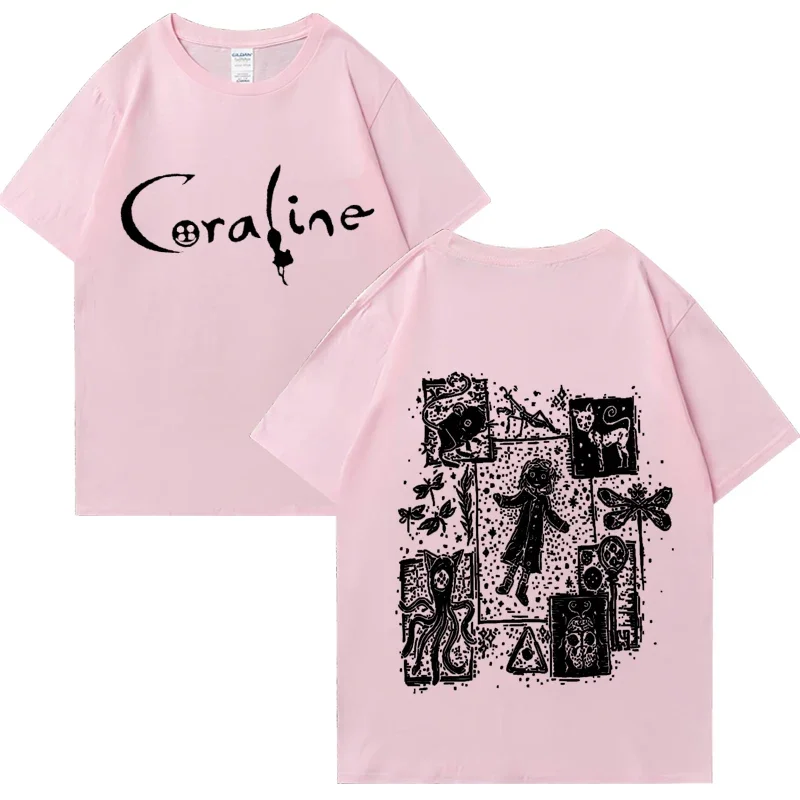 Coraline Movie Graphics vintage T shirt 2024 Mężczyźni Kobiety Moda vintage streetwear koszulka unisex z krótkim rękawem