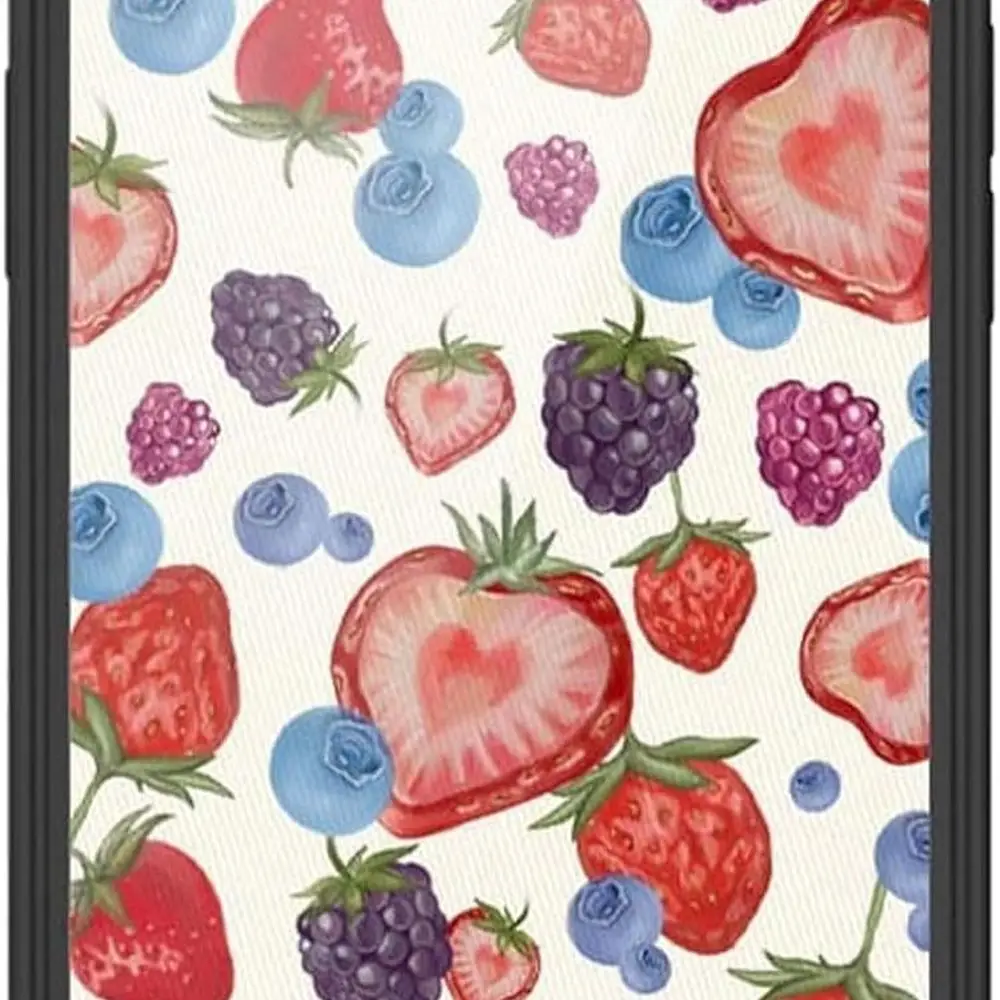 

Durable Black Bumper Case for iPhone 13/14 - 4ft Drop Protection, Women-Owned Business, Cute Fruit Tart Design