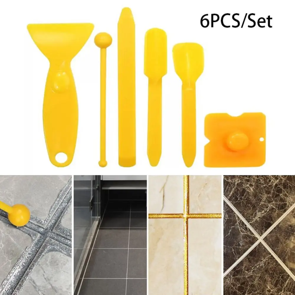 6PCS/Set Professional Silicone Edge Beauty Seam Tool Plastic Grout Remover Smooth Caulking Tool Building Construction