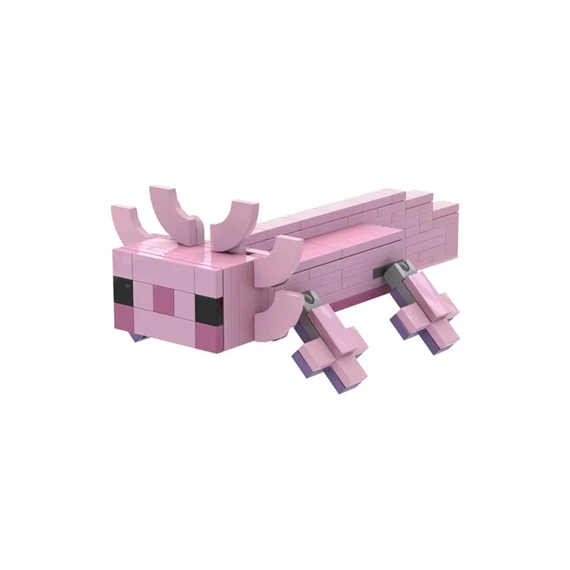 MOC Mexican Cute Animal Axolotl Building Blocks Set Pink Hexagonal Dinosaur Salamander Bricks Zabawka dla dzieci Prezent urodzinowy dla dzieci