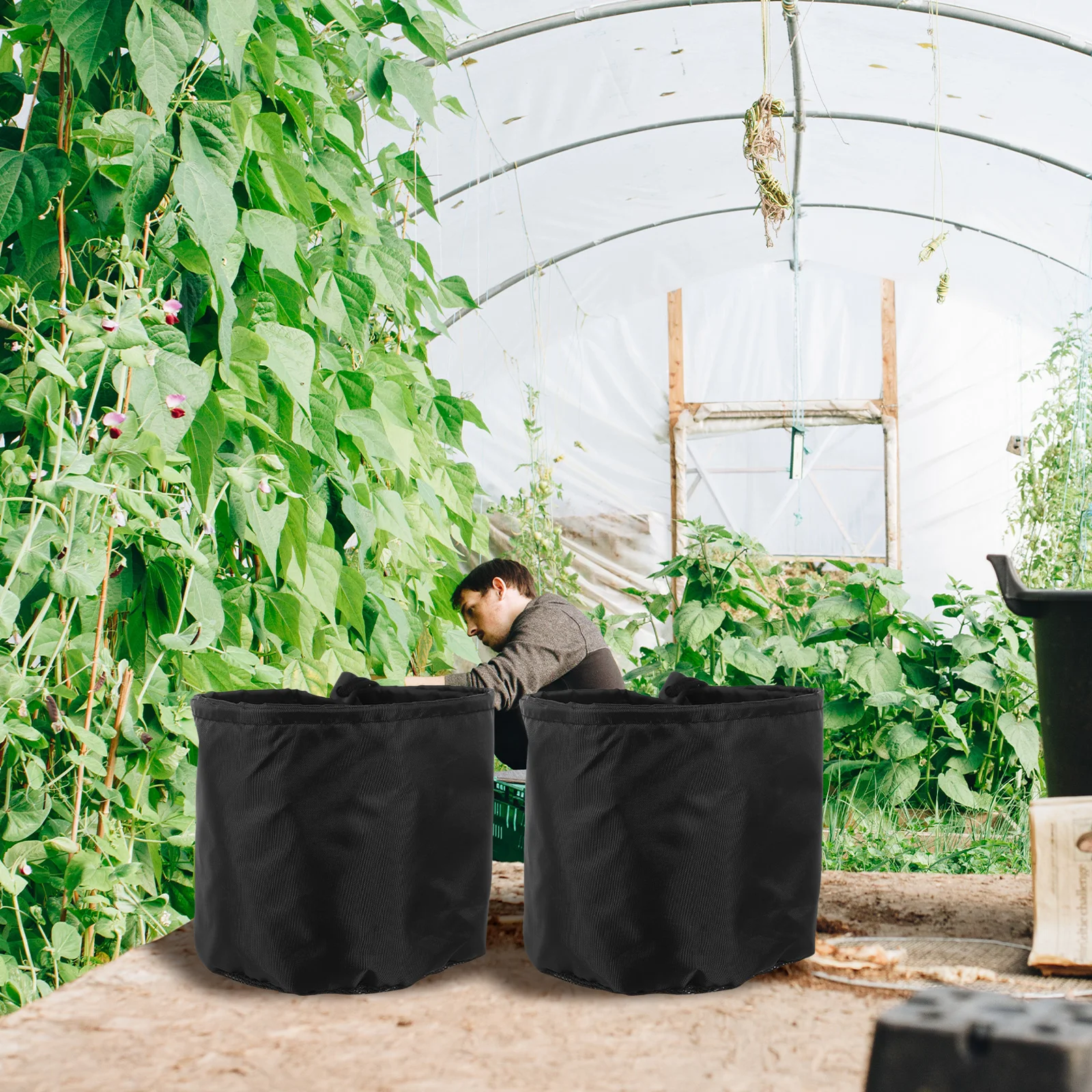 

2 Pcs Air Conditioner Pipe Leaking Bag Grow Tents Vent Cover Duct Oxford Cloth Garden Greenhouse Accessories Elastic Bands Fixed