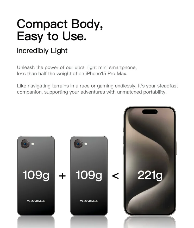 UNIWA Phonemax Q9 4G Mini Phone 4.0Inch Ips Touch Screen 4GB RAM 64GB ROM Android14 2000mAh Battery Small Smartphone