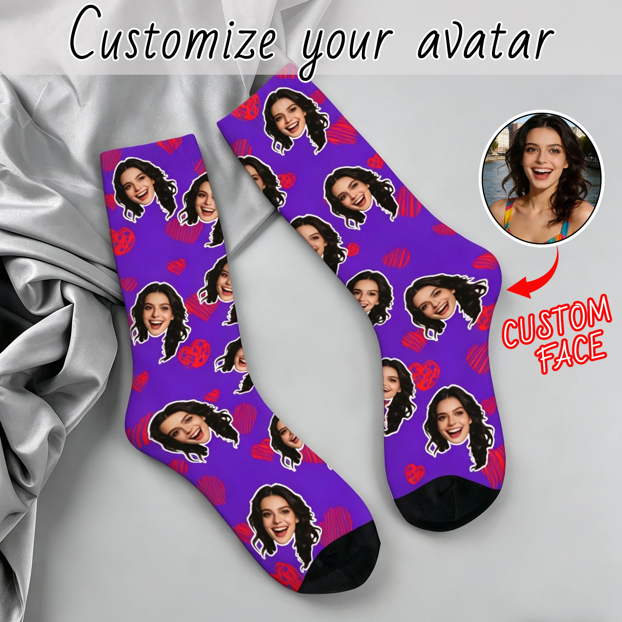

Customized face-shaped socks DIY Unisex customized socks Personalized picture socks Photo socks Customized socks as gifts