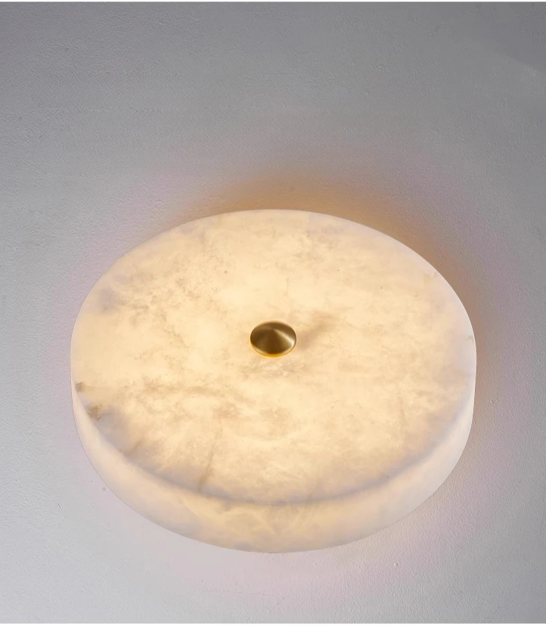 Modern Simple LED Natural Marble Ceiling Lamp Living Room Bedroom Corridor Circular Ultra-thin All-copper Wall Lamp Indoor Decor