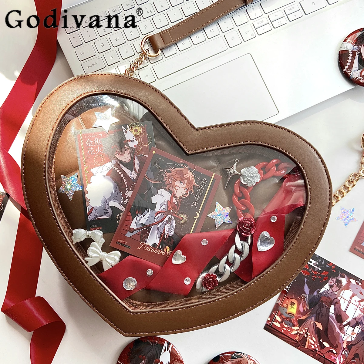 

Japanese Original Chocolate Lolita Pain Bag Small Capacity Bow Sweet Sister Kawaii Daily Commute Jk Shoulder Bag