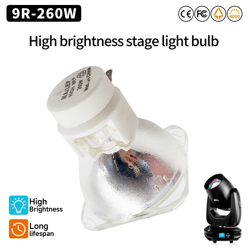 Hohe Helligkeit Lampada 9r 260w Lampe Moving Head Lichtstrahl Licht Bühnen lampe Platin Metall Halogenlampe 260w 9r Spot Lampe msd