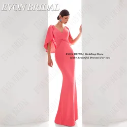 EVON BRIDAL Celebrity Dresses Dubai Woman Cloak Mermaid Satin vestidos de fiesta Double V-Neck Evening Gowns Floor Length