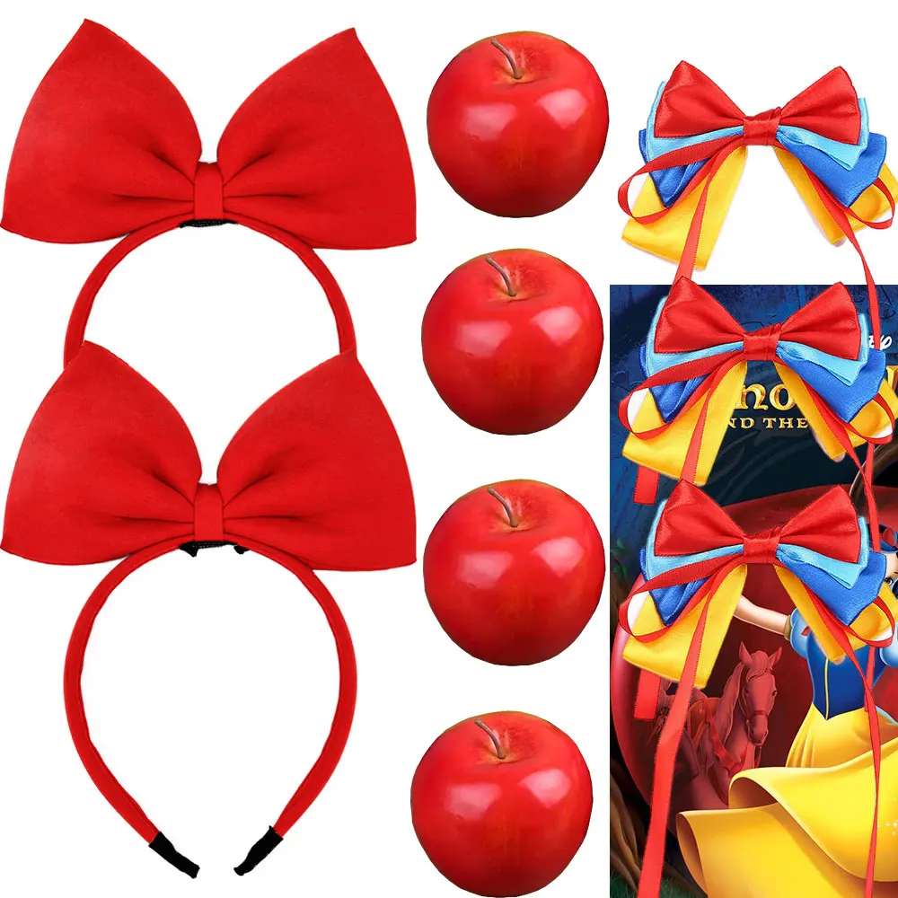 Melicioso bruxa venenosa maçã nova princesa filme role play acessório vermelho bandana hairpin livro de história neve branca traje adereços