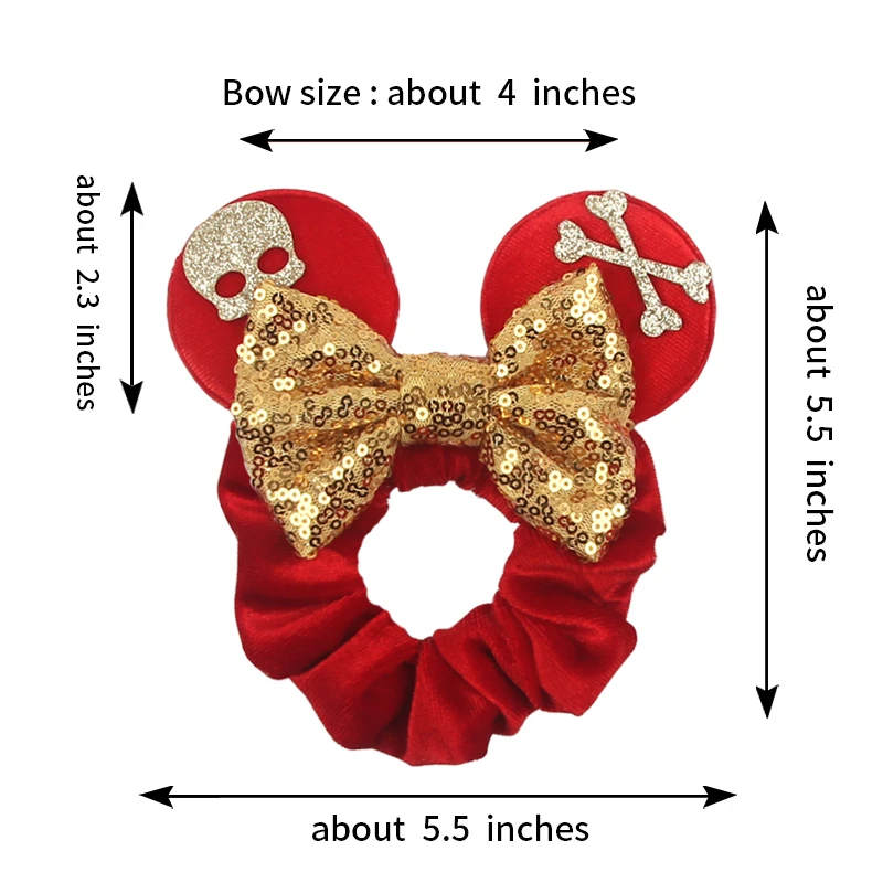 New Disney Mouse Ears Hair Scrunchies Sequins 4\