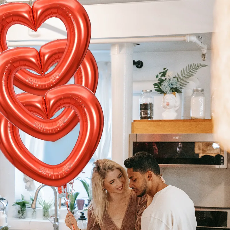 

40inch heart-shaped balloon with hollowed-out love design, made of aluminum foil, for Valentine's Day party decoration