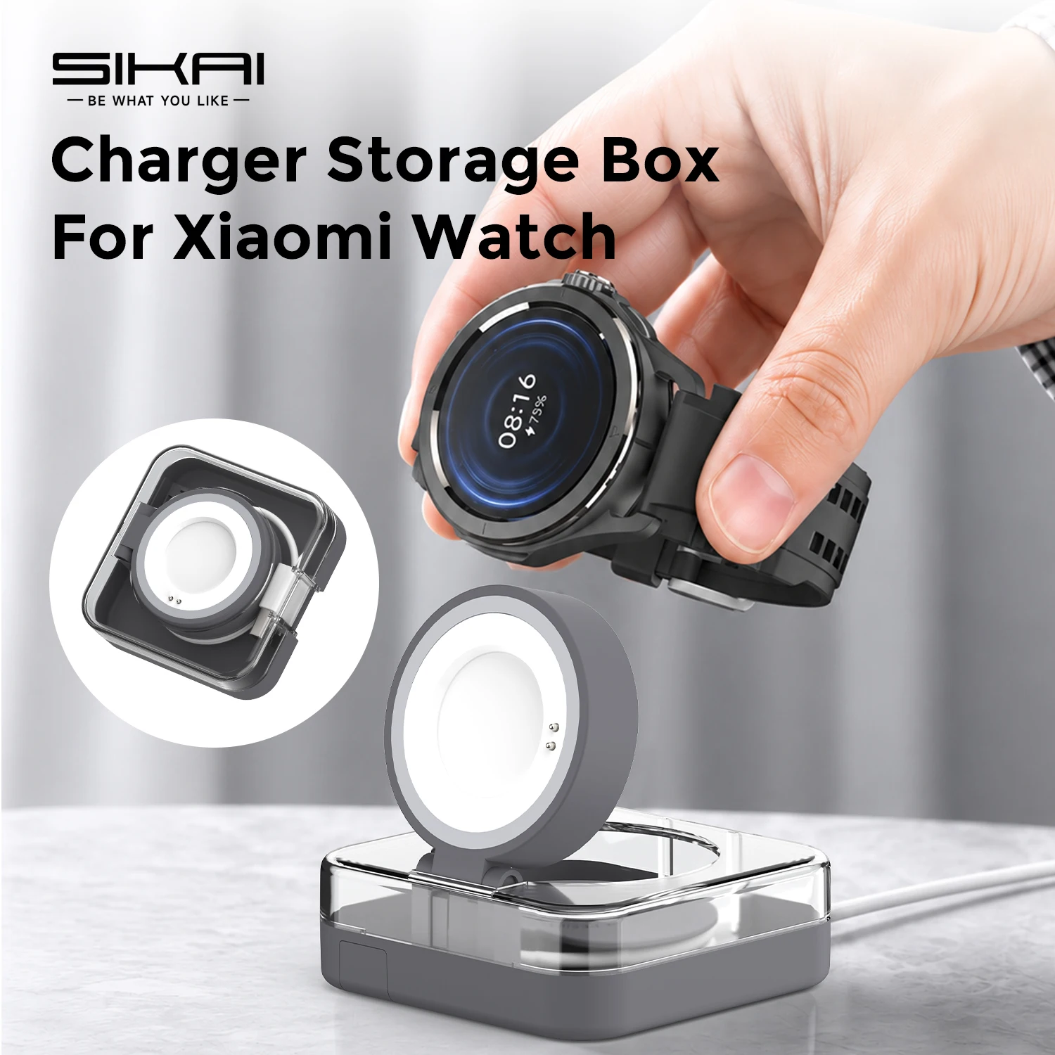 3in1 Charger Holder for Xiaomi Watch 5 S5 S4 S4 Sport S3 S2 S1 Pro Magnetic Charging Stand Storage Box Travel Organizer