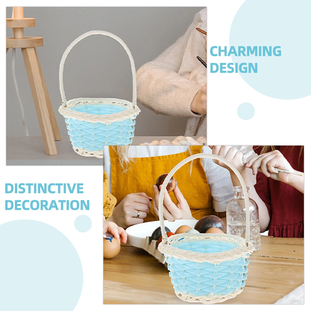 

6pcs Pink Plastic Woven Baskets H for Baby Shower Party Favors Storage Home Decor Lightweight Compact Storage Baskets